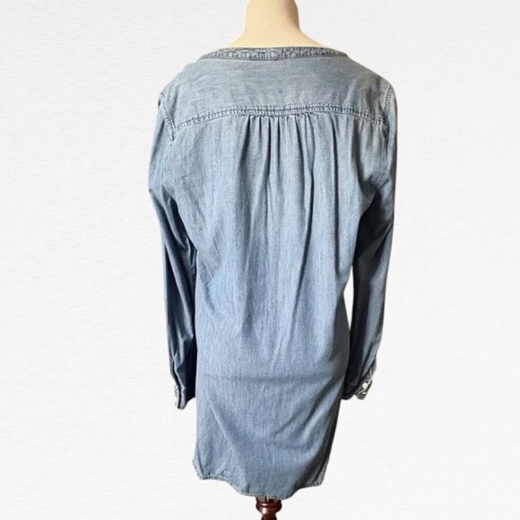 Express Denim Midi Roll Tab Long Sleeve Dress Blue Size Large - Picture 5 of 14